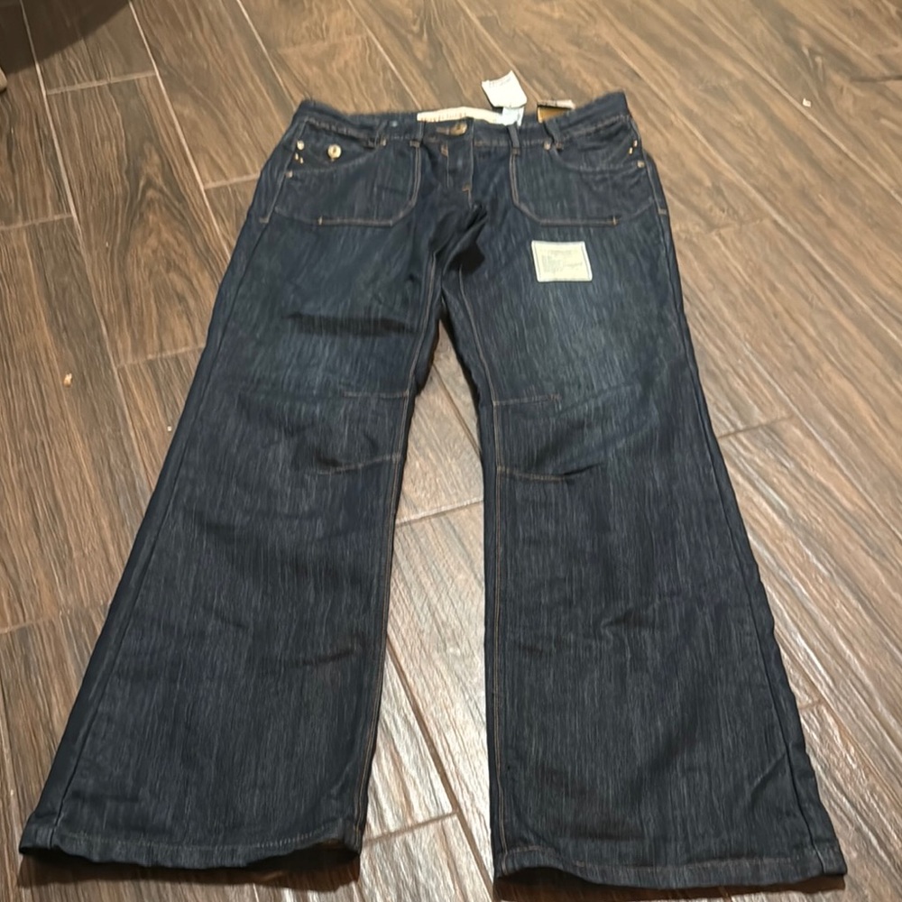 Next Dark Blue Wide-Leg Boyfriend Jeans